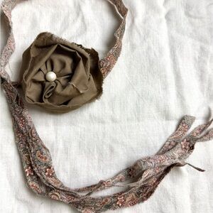 Bohemian Fabric Necklace with Flower Accent